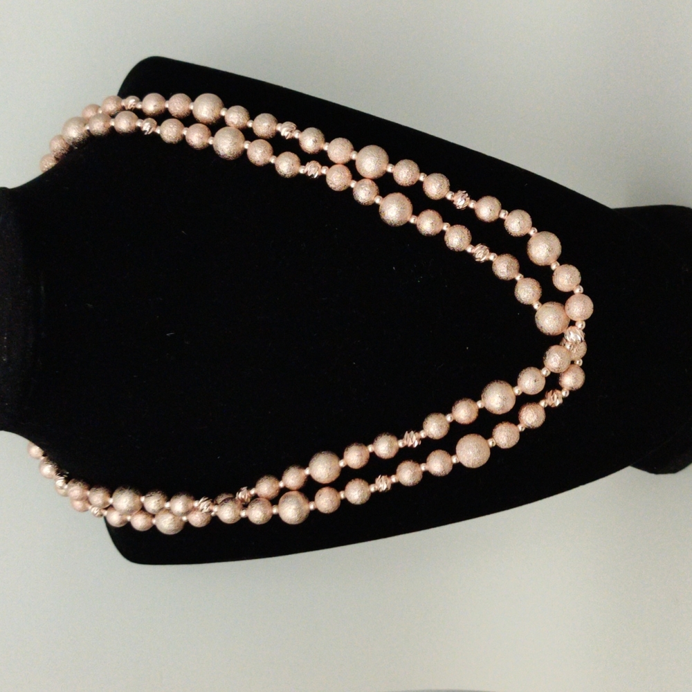 Anne Klein long gold tone beaded necklace NWOT